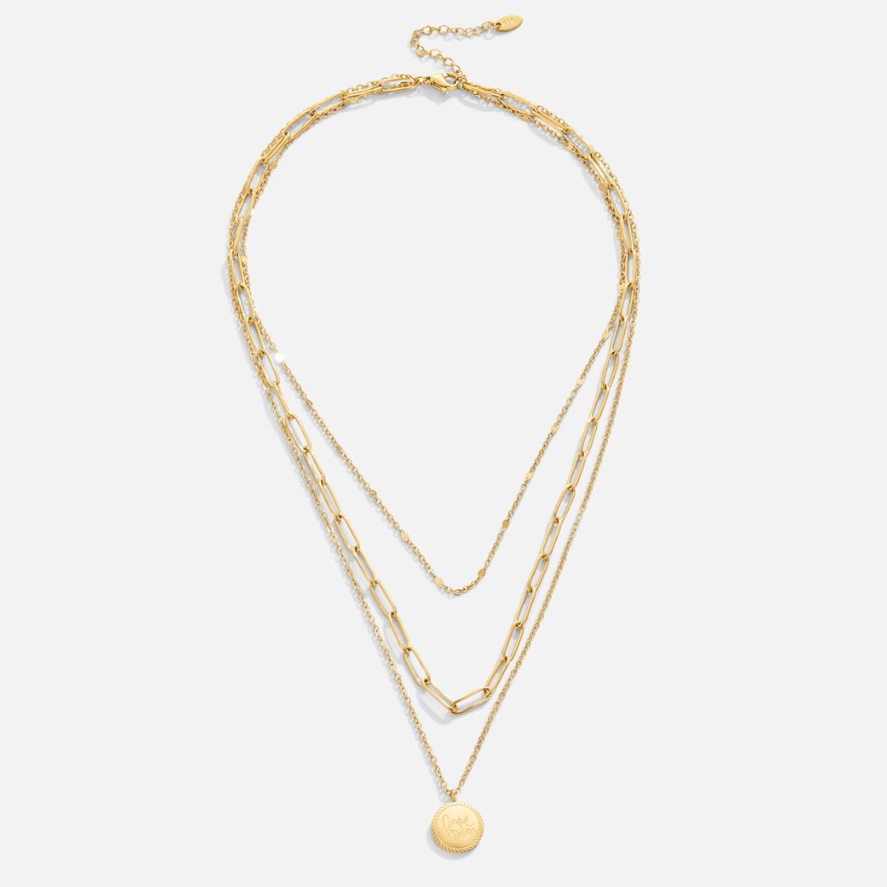 Gold Layered Necklace Saoirse with Coin Pendant