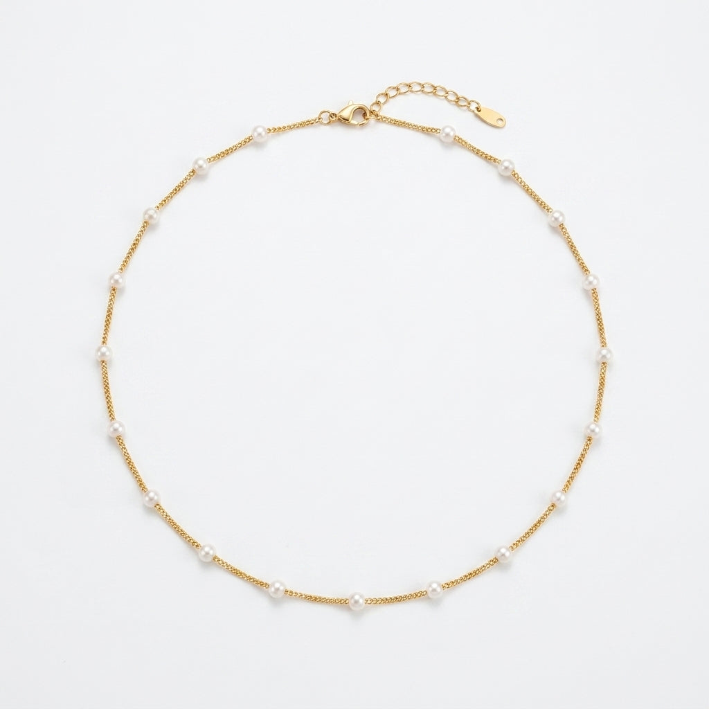Gold Chain Necklace Adare with Pearls