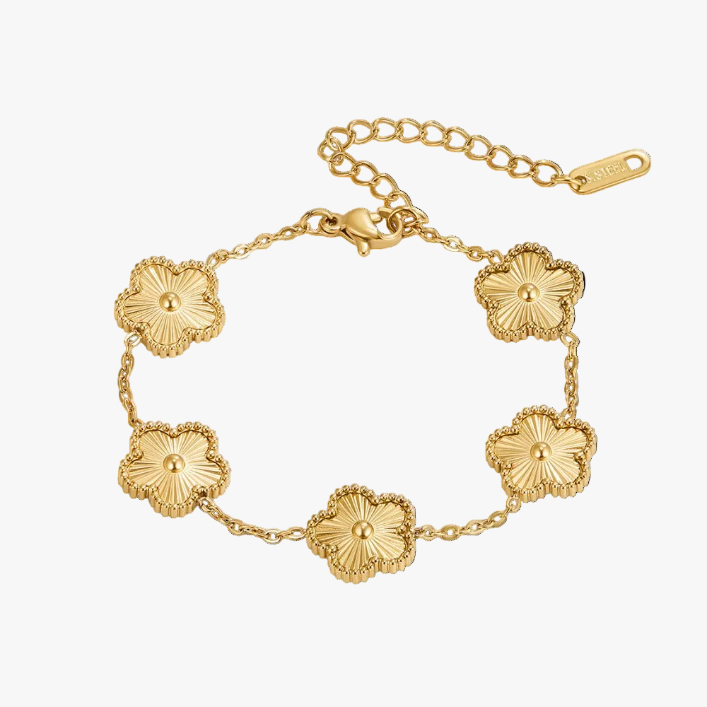 Gold Charm Bracelet Órla with Flower Motifs