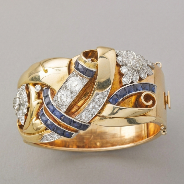 Gold Ring Aoibhinn with Sapphire & Zirconia
