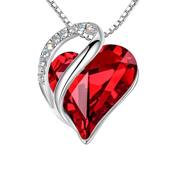 White Gold Necklace Darina with Ruby Heart