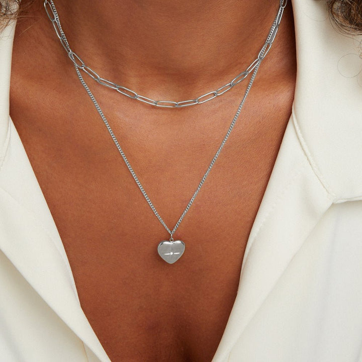 Silver Locket Necklace Sinéad with Star Motif