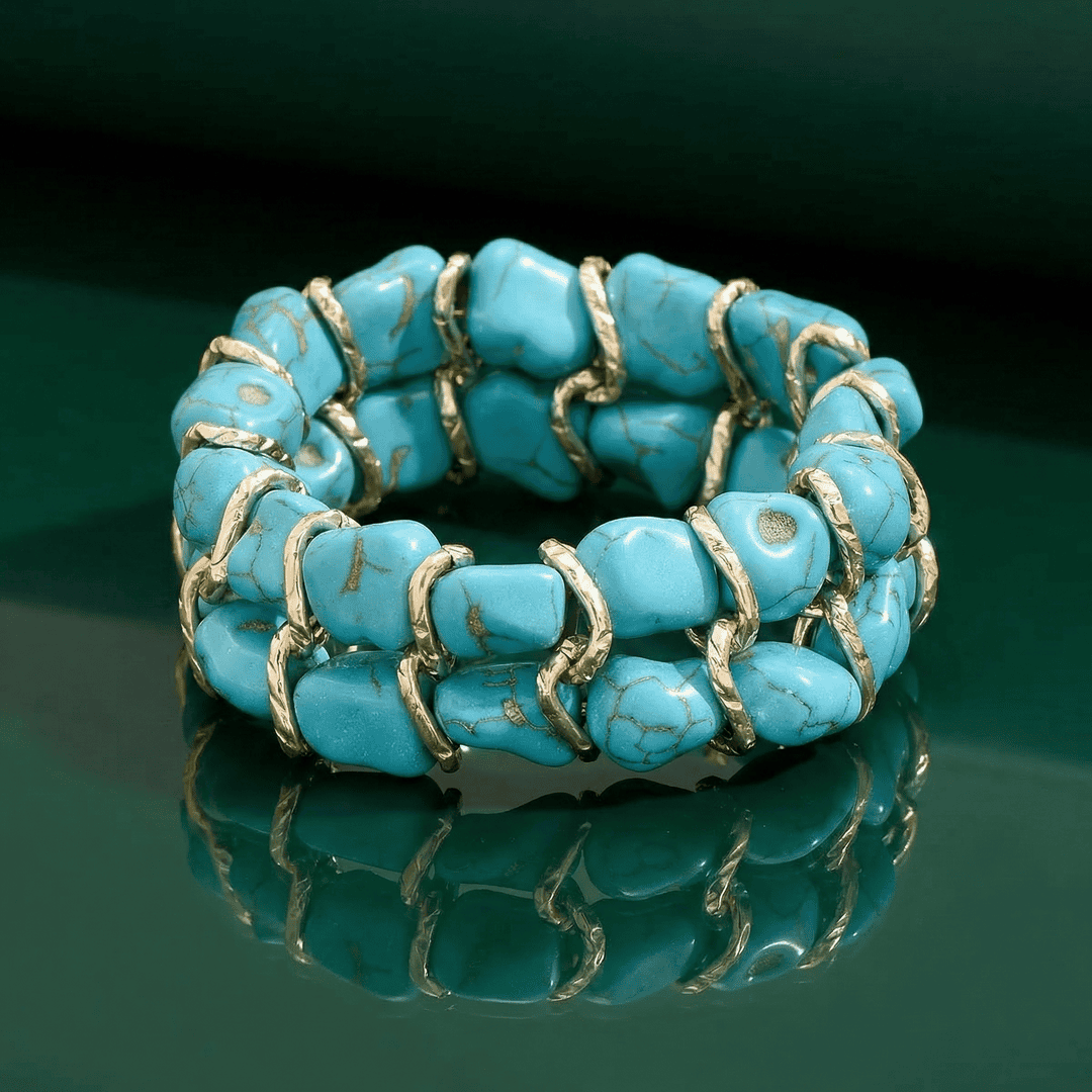 Silver Beaded Bracelet Niamh with Turquoise