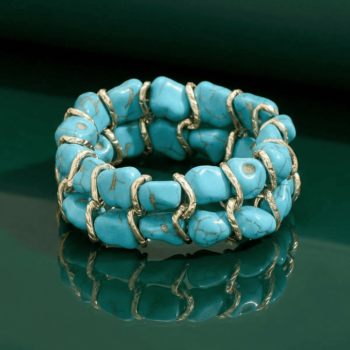 Silver Beaded Bracelet Niamh with Turquoise