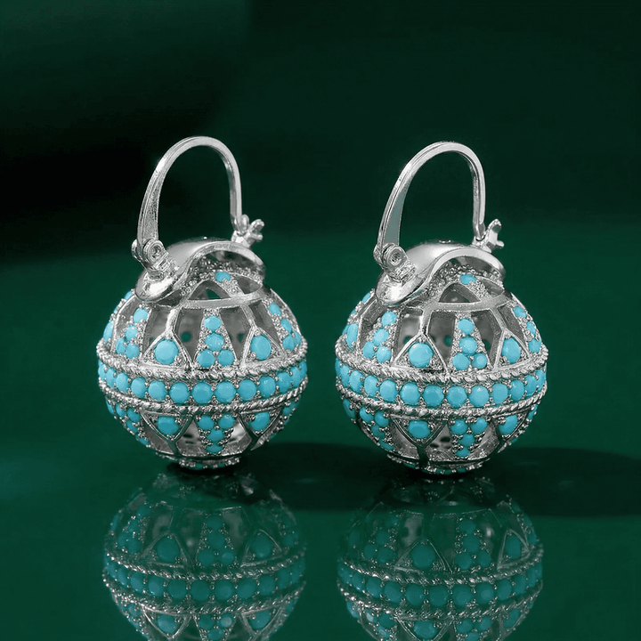 Gold Drop Earrings Dervla with Turquoise Beads