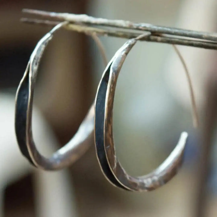 Silver Hoop Earrings Kinsale with Hammered Finish