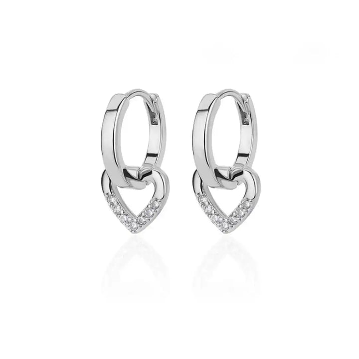 Gold Huggie Earrings Aisling with Zirconia Heart