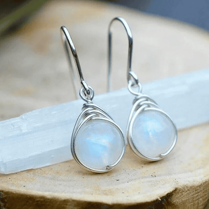 Silver Drop Earrings Sorcha with Moonstone