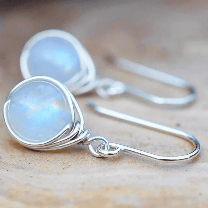 Silver Drop Earrings Sorcha with Moonstone