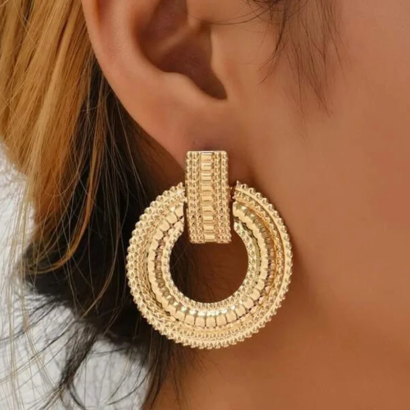 Gold Drop Earrings Aoife with Mandala Design