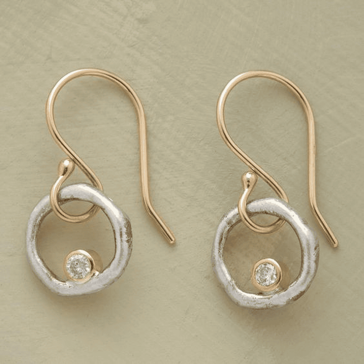 Gold & Silver Drop Earrings Westport with Crystal