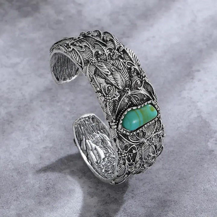 Silver Cuff Bracelet Clíodhna with Turquoise