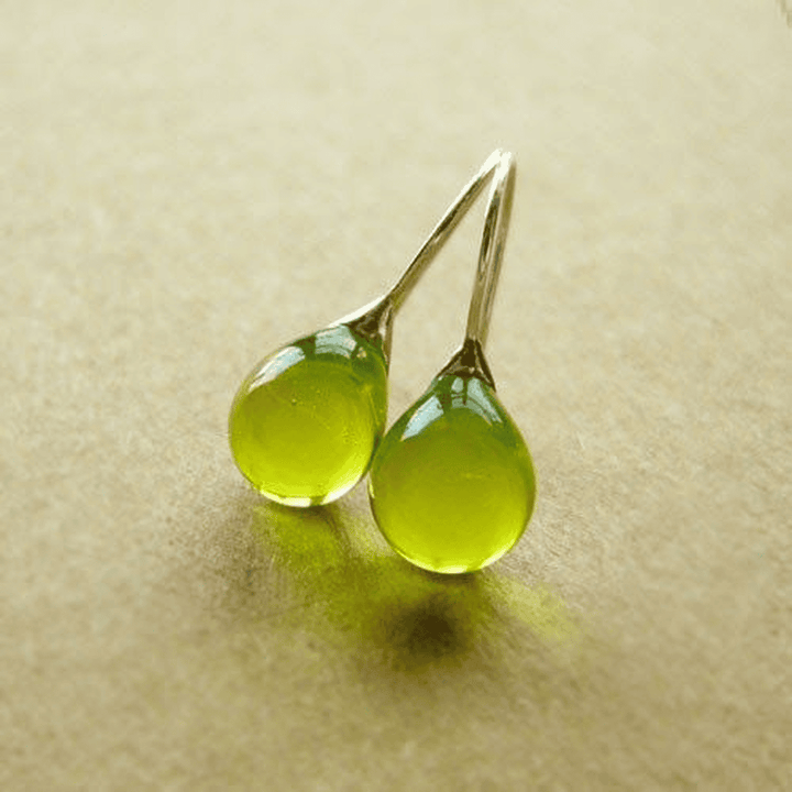 Silver Drop Earrings Adare with Olive-Green Crystal