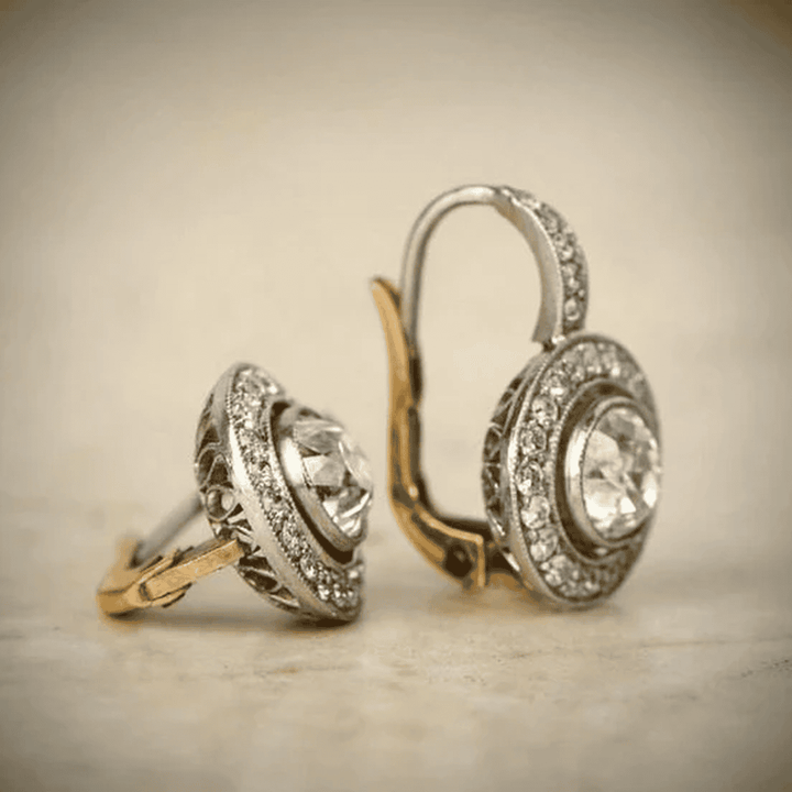 Gold & Silver Drop Earrings Gráinne with Crystal