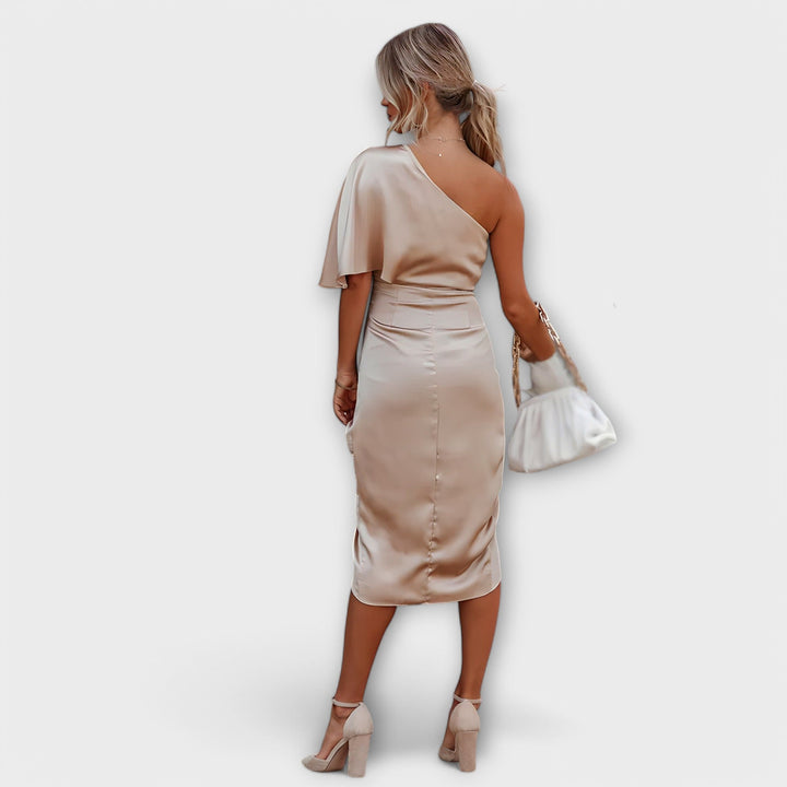 Élise - Blaues luxuriöses One-Shoulder-Abendkleid