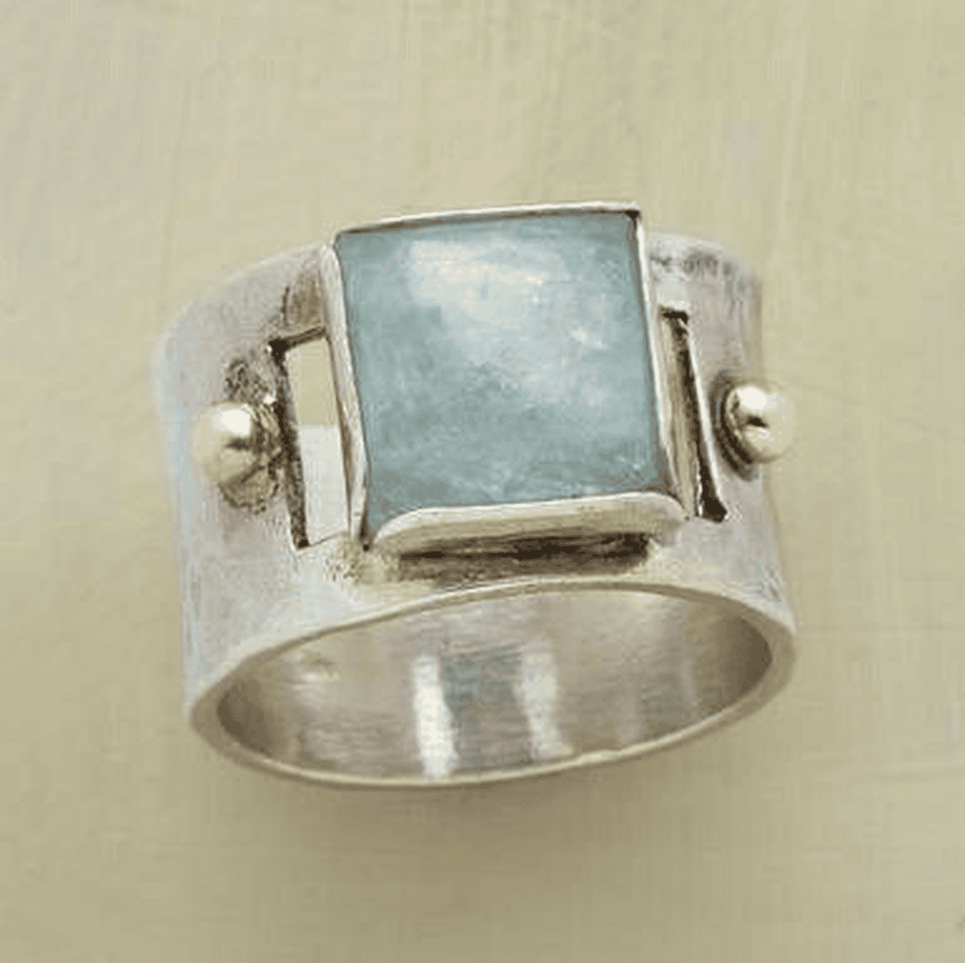 Silver Band Ring Maeve with Turquoise