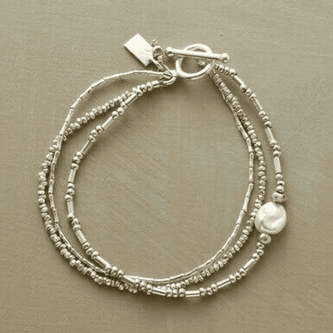 Silver Beaded Bracelet Laoise with Pearl