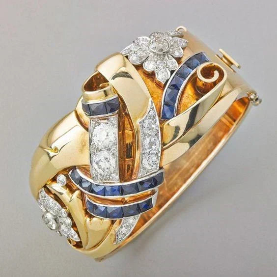 Gold Ring Aoibhinn with Sapphire & Zirconia
