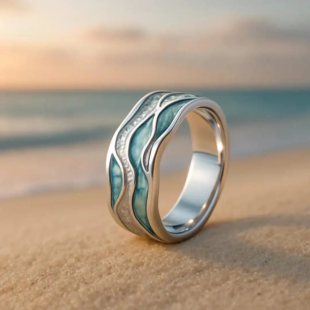 Silver Ring Sorcha with Turquoise Waves