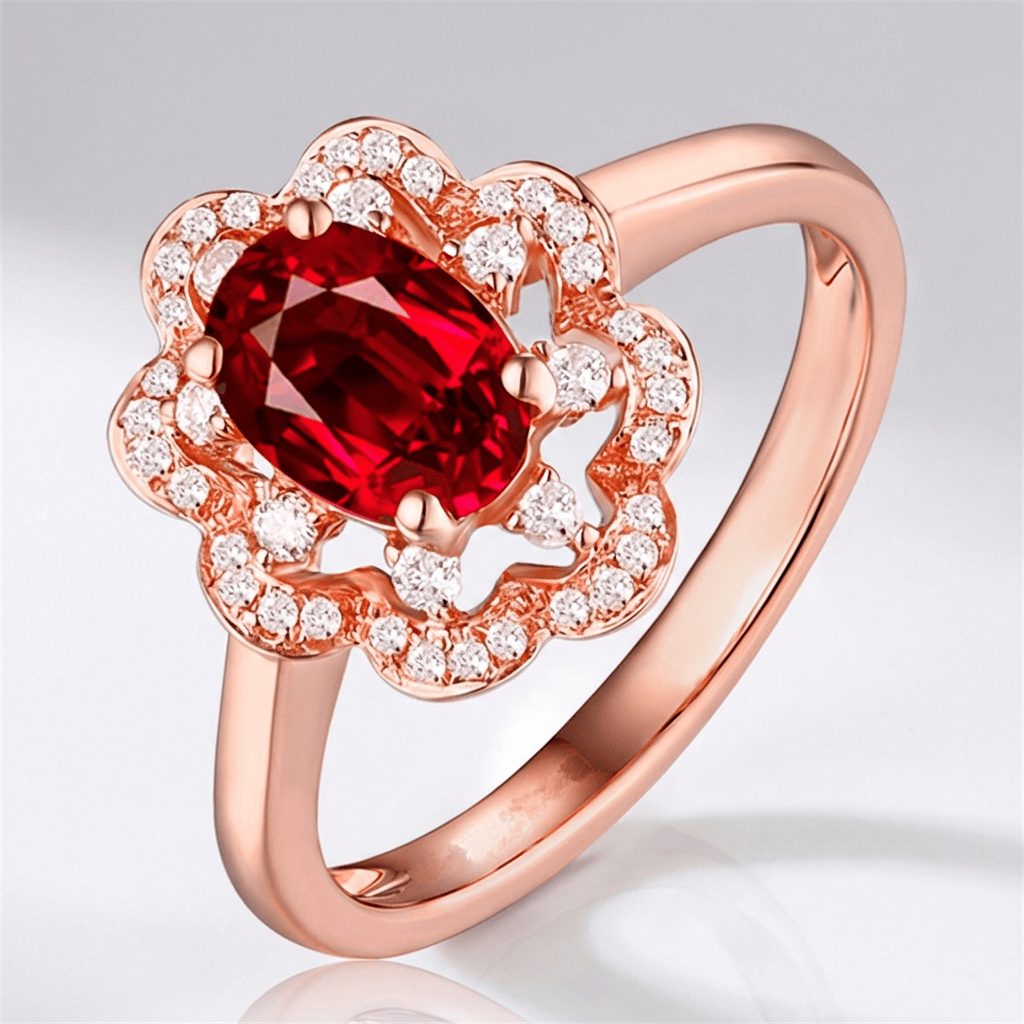 Rose Gold Ring Saoirse with Ruby