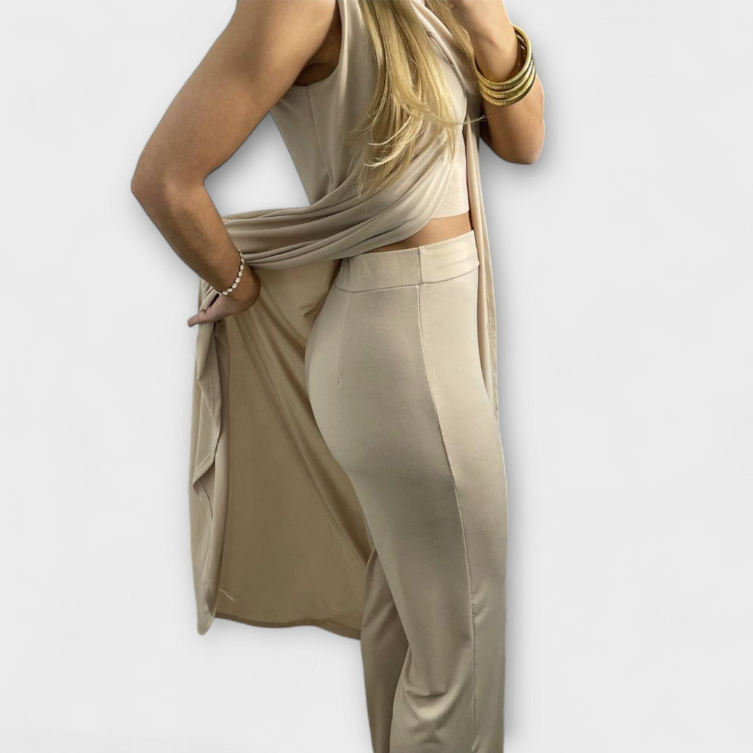 Coordinato Fally - Rostfarbener Jumpsuit mit Schlitz