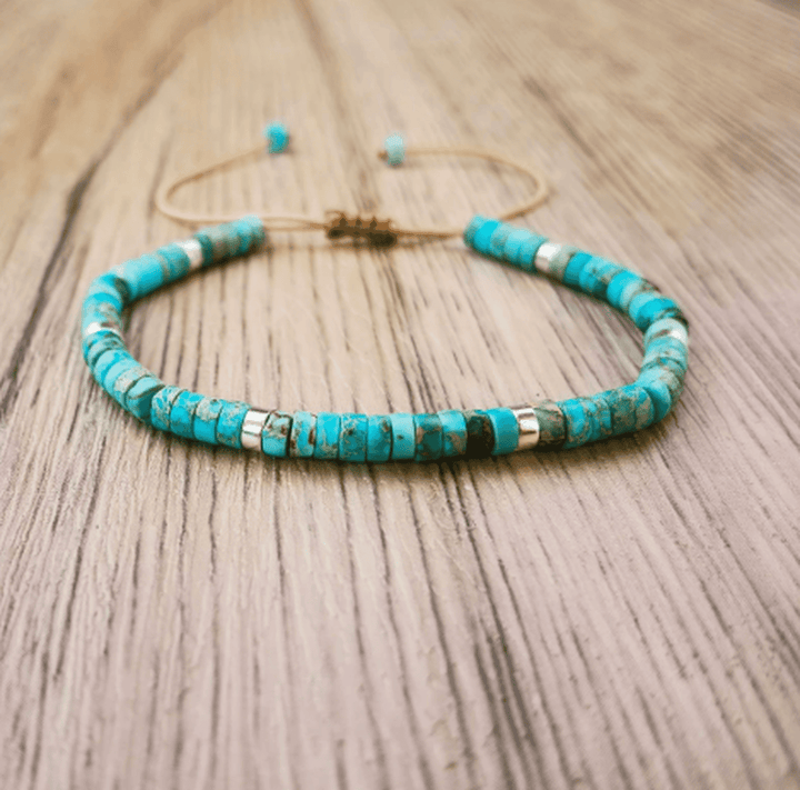 Turquoise Beaded Bracelet Muirne with Silver Accents