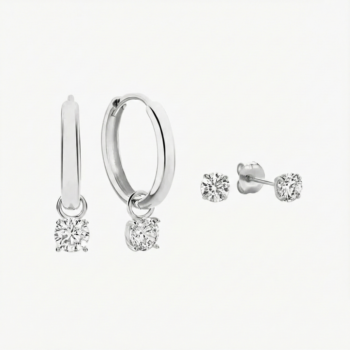 Silver Earring Set Siobhán with Cubic Zirconia
