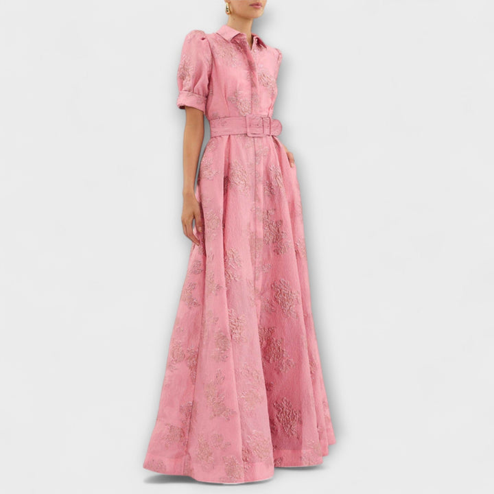 Anabella - Rosa Maxikleid mit kurzen Puffärmeln