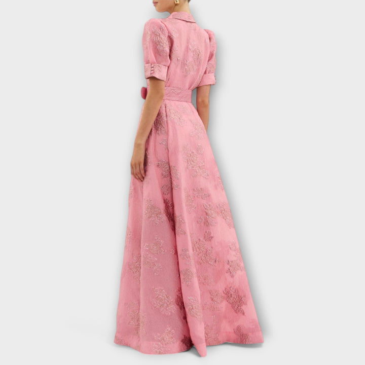 Anabella - Rosa Maxikleid mit kurzen Puffärmeln