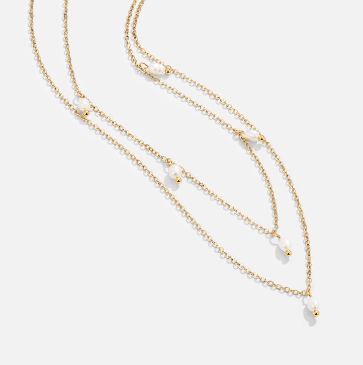 Gold Layered Necklace Méabh with Pearl Drops
