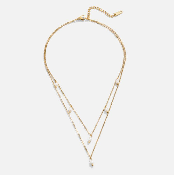 Gold Layered Necklace Méabh with Pearl Drops