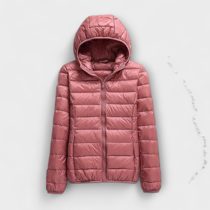 Manuela - Altrosa Winterjacke mit Kapuze