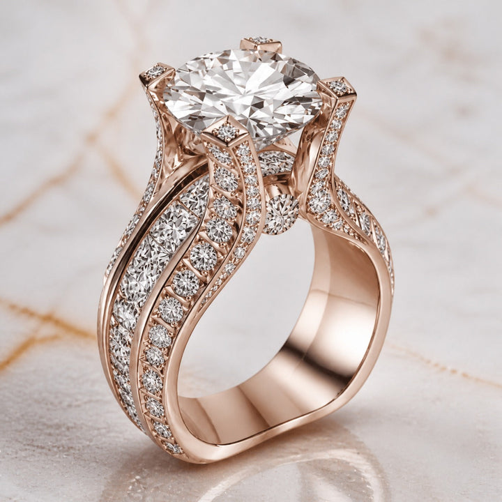 Rose Gold Ring Béibhinn with Crystal
