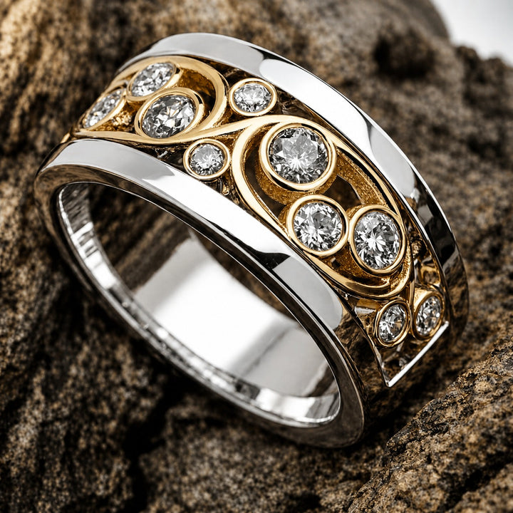 Gold & Silver Ring Muirne with Crystal