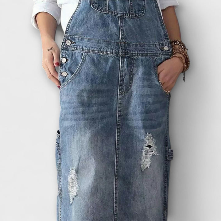 Abigail - Vintage-Jeanslatzhose im Used-Look