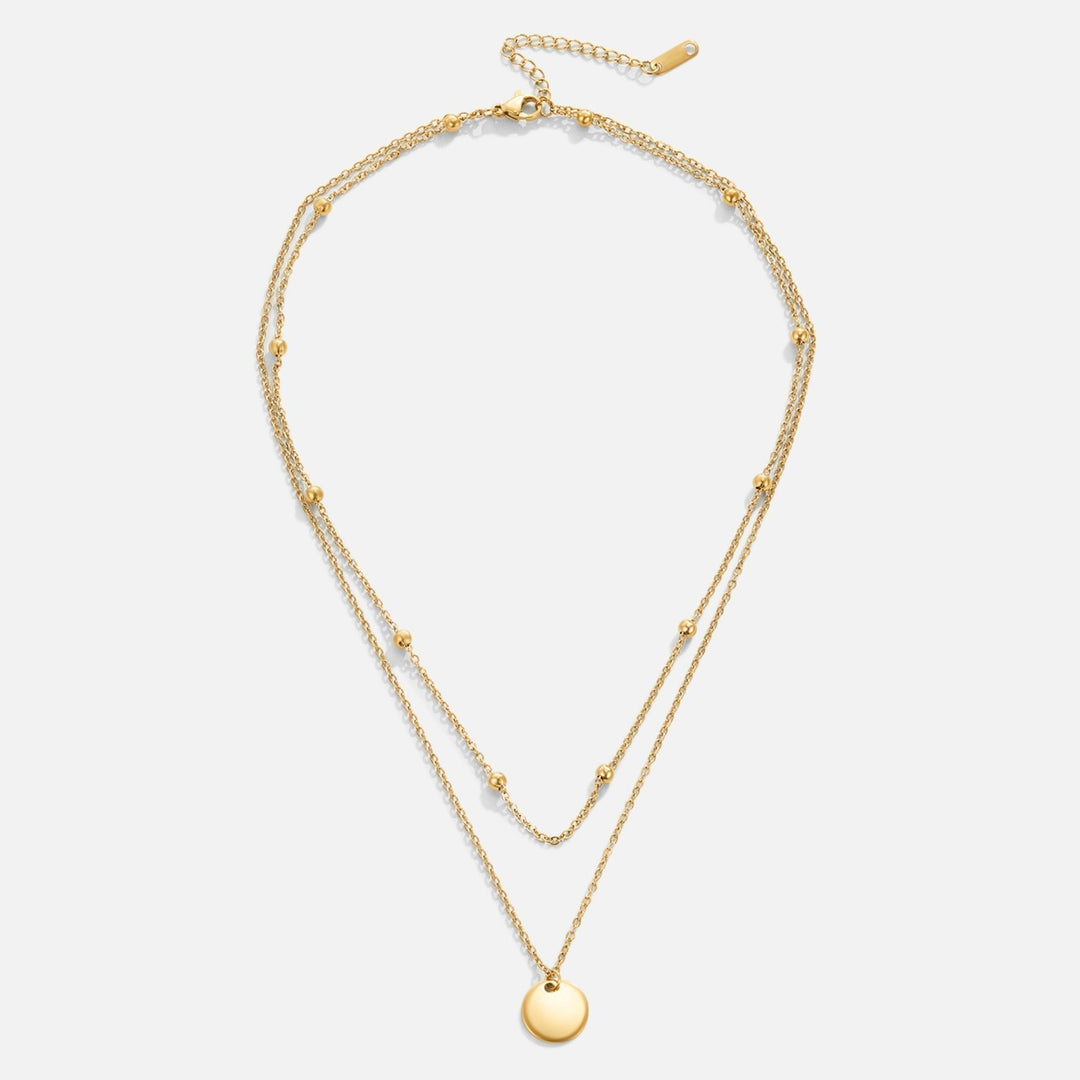 Gold Necklace Íde with Coin Disc and Layered Chain