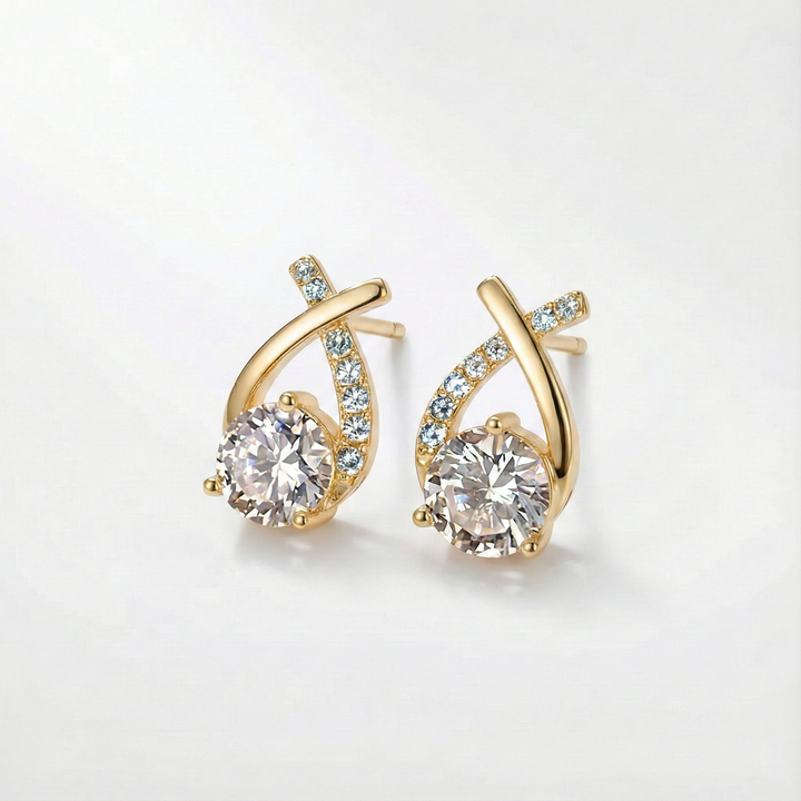 Gold Stud Earrings Sadhbh with Zirconia
