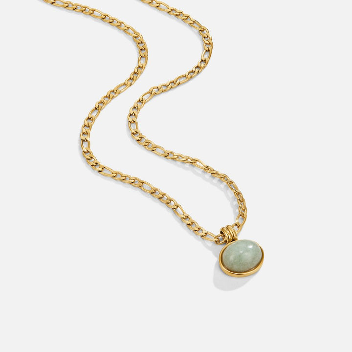 Gold Necklace Treasa with Green Amazonite