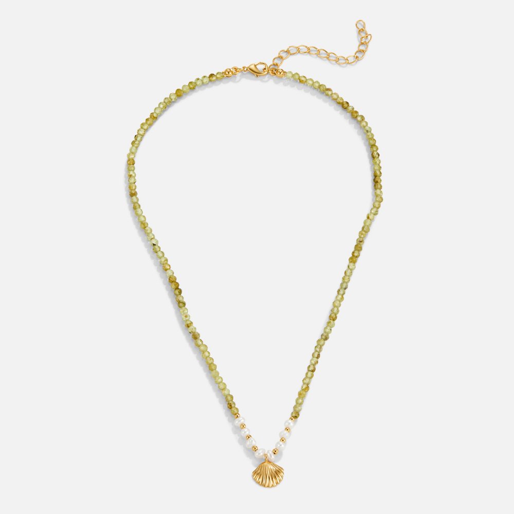 Peridot Beaded Necklace Niamh with Shell Pendant