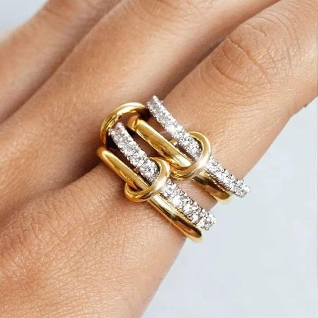 Gold & Silver Ring Deirdre with Zirconia