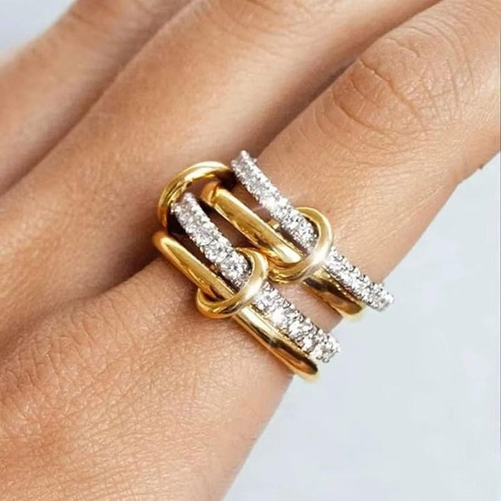 Gold & Silver Ring Deirdre with Zirconia
