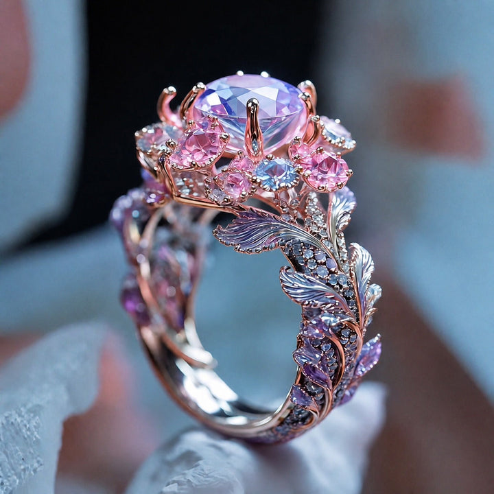 Silver & Rose Gold Ring Aoibhinn with Floral Motif
