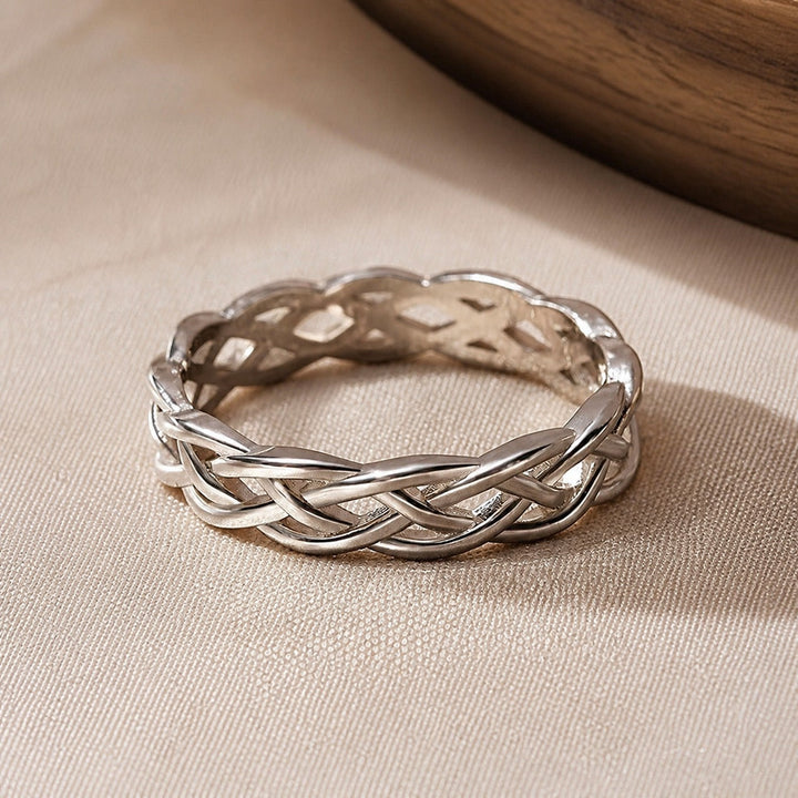 Silver Band Ring Sorcha with Celtic Weave
