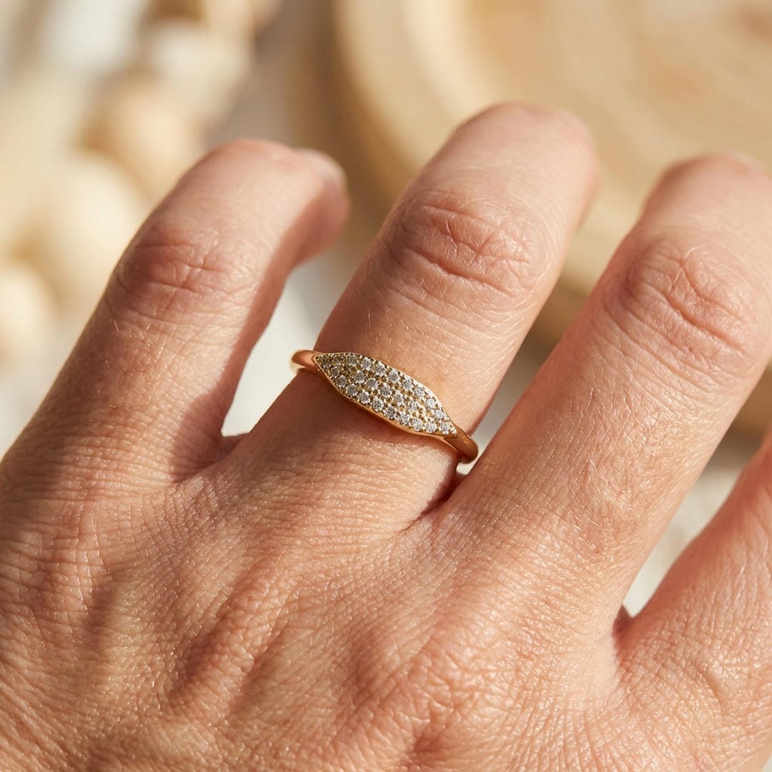Gold Stacking Ring Caoimhe with Pavé Crystals