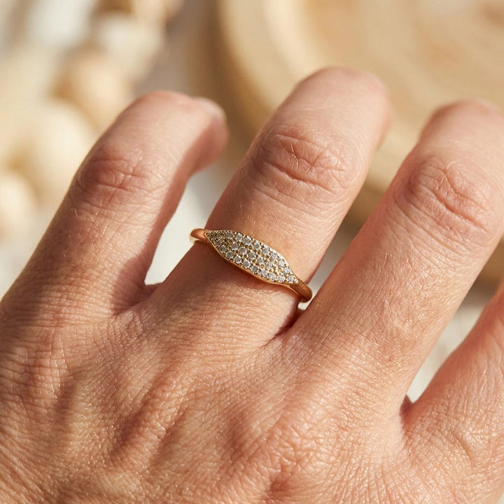 Gold Stacking Ring Caoimhe with Pavé Crystals