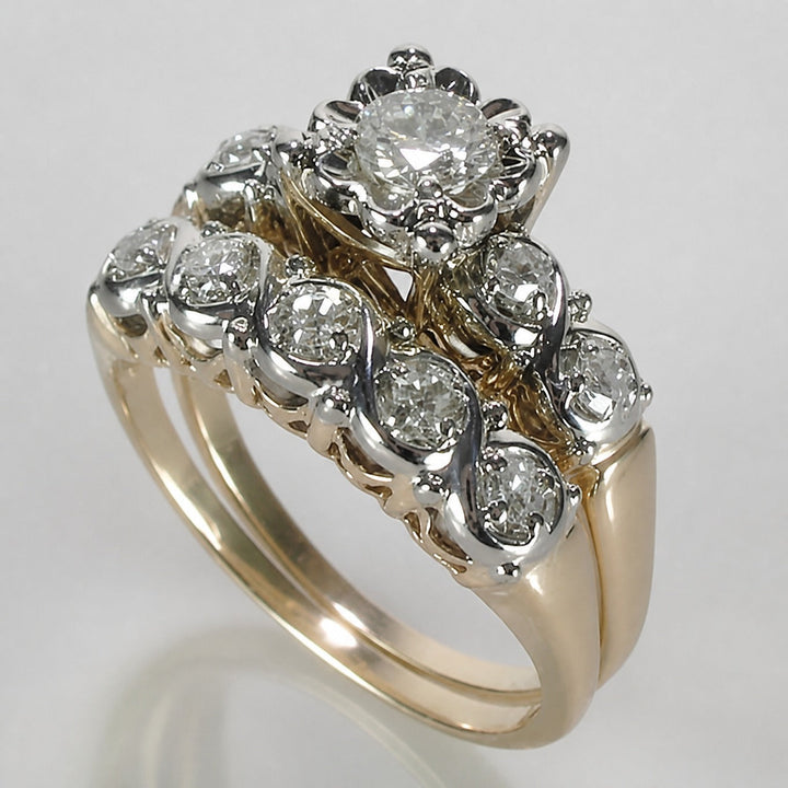 Gold Ring Set Ciara with Crystals