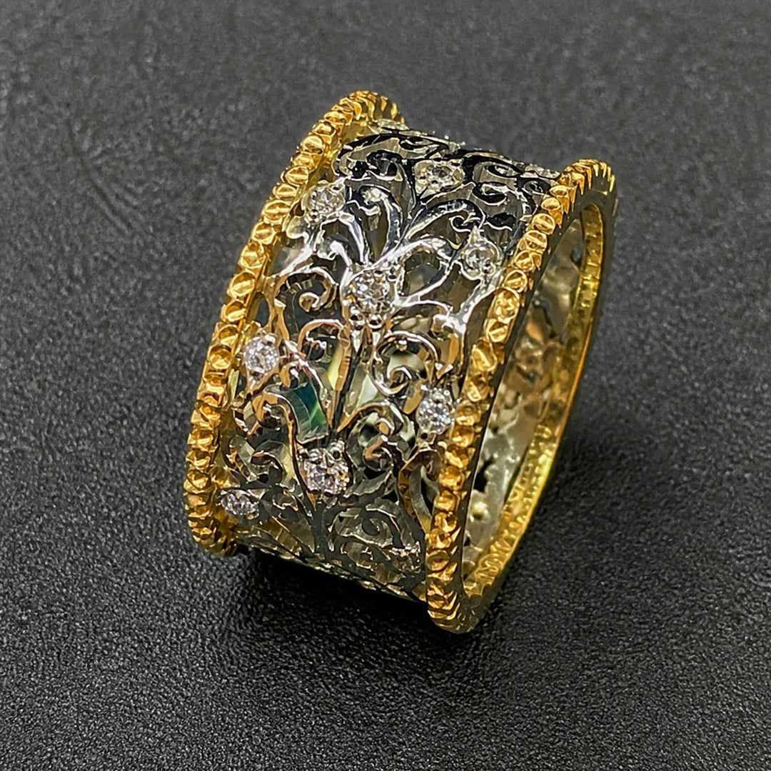 Gold & Silver Ring Méabh with Zirconia
