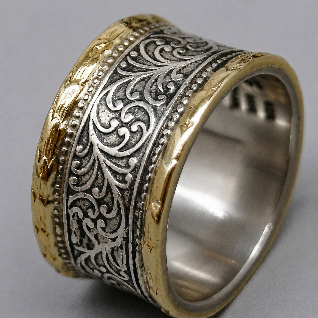Gold & Silver Band Ring Saoirse with Filigree Motif