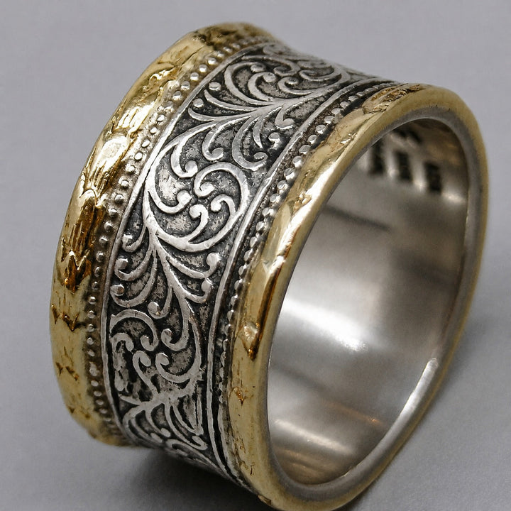 Gold & Silver Band Ring Saoirse with Filigree Motif