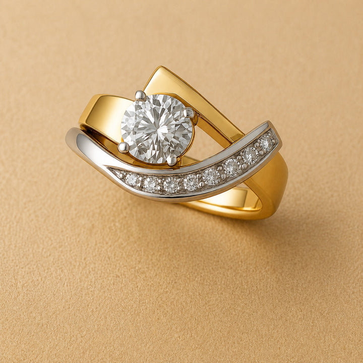 Gold & Silver Ring Méabh with Crystal